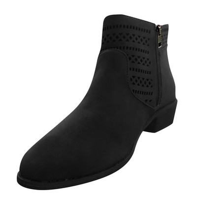 Cizme de toamna de dama din piele intoarsa eco cu fermoar