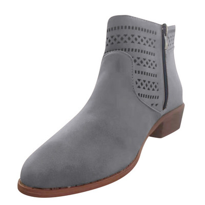 Cizme de toamna de dama din piele intoarsa eco cu fermoar