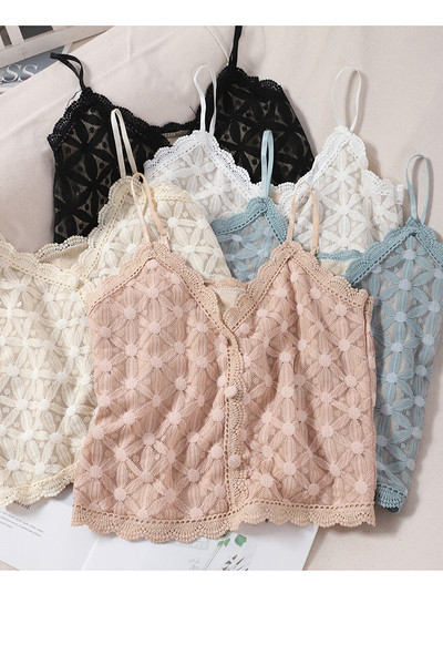 Naiste topp spits-kaelusega ja õhukeste rihmadega nööpidega