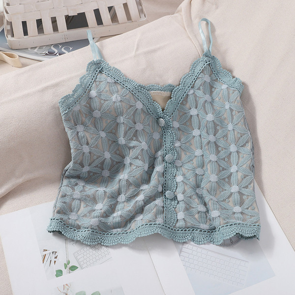 Naiste topp spits-kaelusega ja õhukeste rihmadega nööpidega