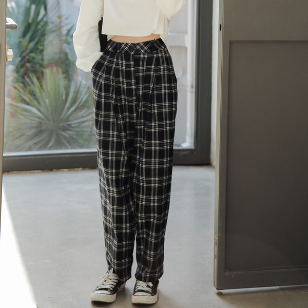 Alkalmi női kockás nadrág széles modell