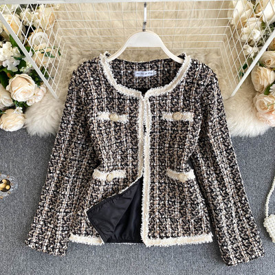 Ретро дамско късо палто с овално деколте