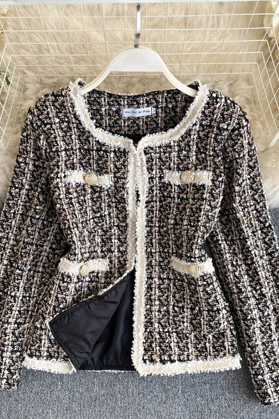 Ретро дамско късо палто с овално деколте