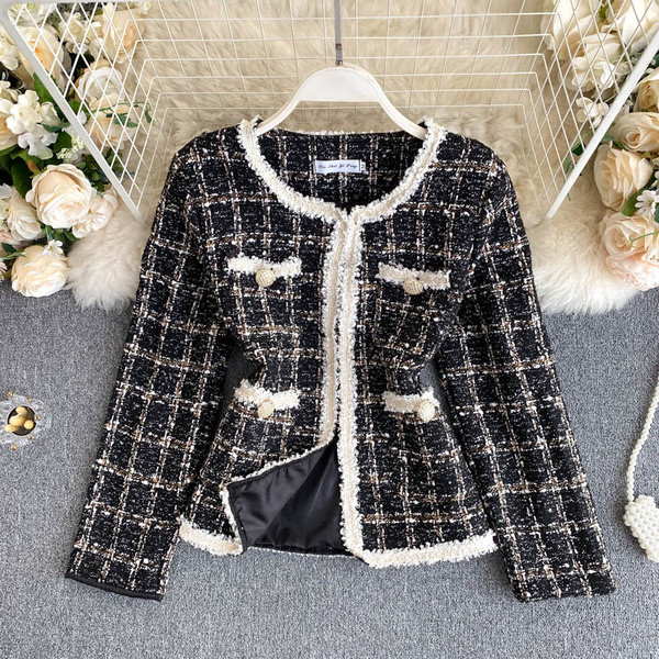 Ретро дамско късо палто с овално деколте