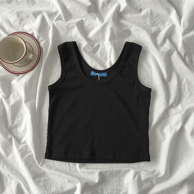 Ümara kaelusega ja laiade rihmadega vabaaja naiste topp