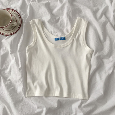 Ümara kaelusega ja laiade rihmadega vabaaja naiste topp