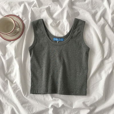 Ümara kaelusega ja laiade rihmadega vabaaja naiste topp