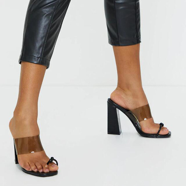 Elegantsed paksu kontsaga ja silikooniga naiste kingad