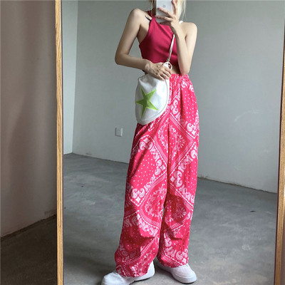 Női aktuális széles, hosszú nadrág, magas derékkal