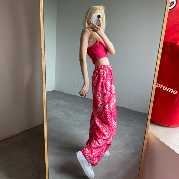 Női aktuális széles, hosszú nadrág, magas derékkal