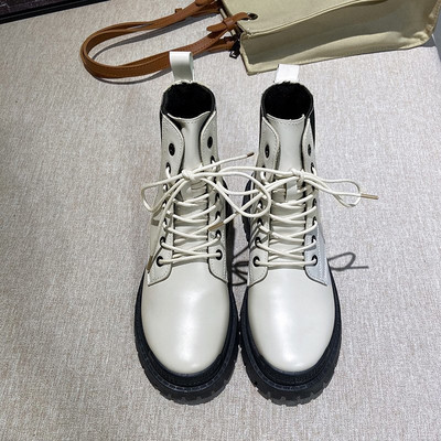 Stílusos női csizma műbőr fűzővel, fehér és fekete színben