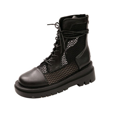 Bőr női csizma hálóval