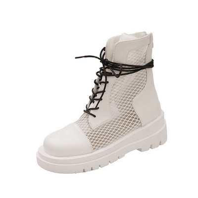 Bőr női csizma hálóval