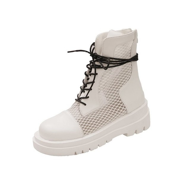 Bőr női csizma hálóval