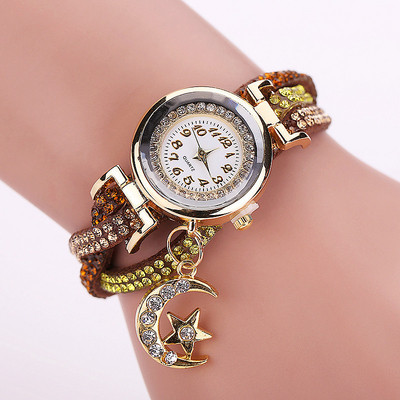 Γυναικελιο ρολόι με μενταγιόν φεγγάρι και αστέρι