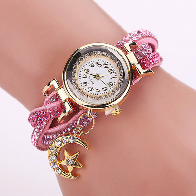 Γυναικελιο ρολόι με μενταγιόν φεγγάρι και αστέρι