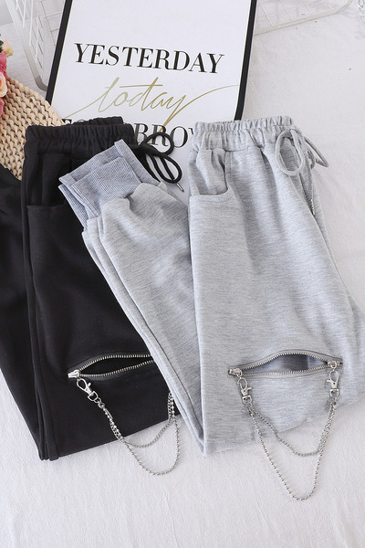 Νέο μοντέλο αθλητικό γυναικείο παντελόνι με φερμουάρ και αλυσίδα