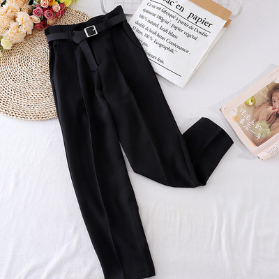 Női egyenes nadrág magas derékkal és övvel