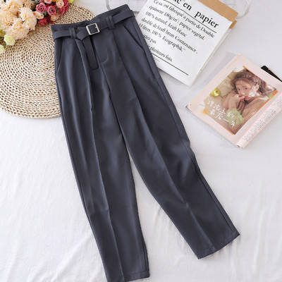 Női egyenes nadrág magas derékkal és övvel