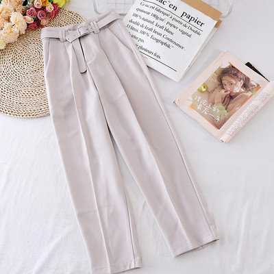 Női egyenes nadrág magas derékkal és övvel
