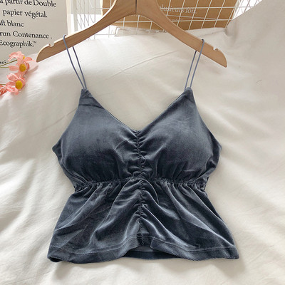 Bársony női felső vékony pánttal