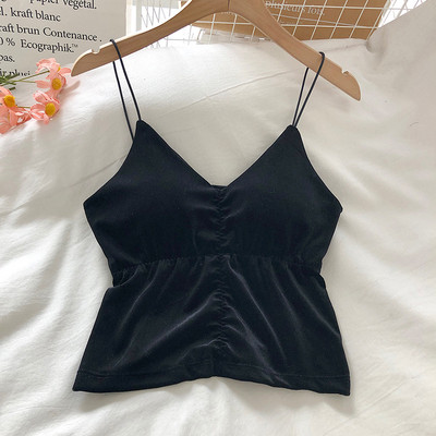 Bársony női felső vékony pánttal