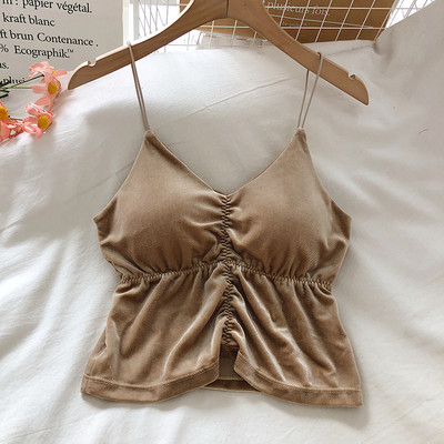 Bársony női felső vékony pánttal