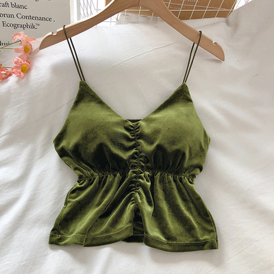 Bársony női felső vékony pánttal