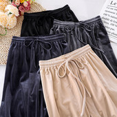 Lezser női bársony nadrág széles modell elasztikus derékkal
