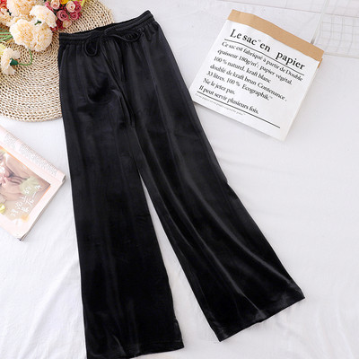 Lezser női bársony nadrág széles modell elasztikus derékkal