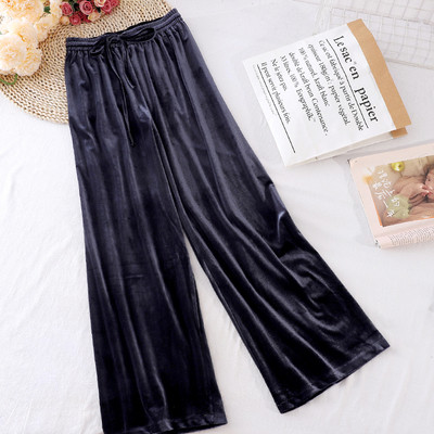 Lezser női bársony nadrág széles modell elasztikus derékkal