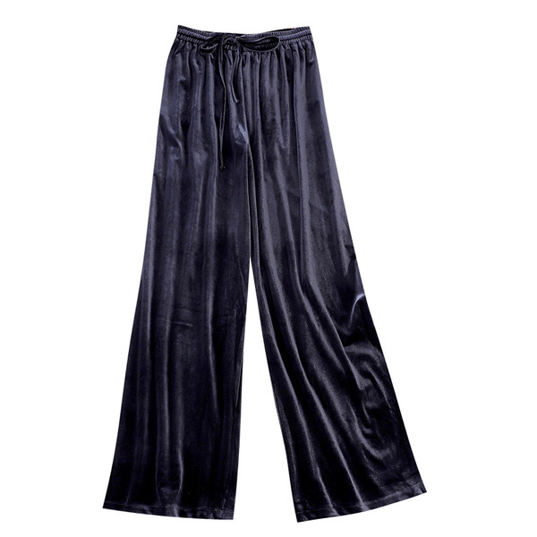 Lezser női bársony nadrág széles modell elasztikus derékkal