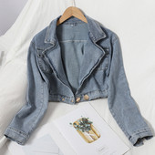 Női alkalmi rövid farmerdzseki kék színben