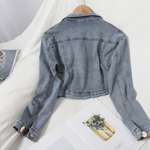 Női alkalmi rövid farmerdzseki kék színben