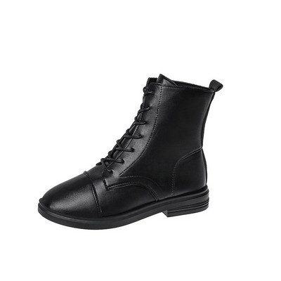 Bőr női alkalmi csizma lapos talppal