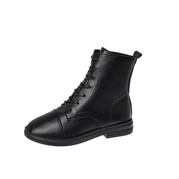 Bőr női alkalmi csizma lapos talppal