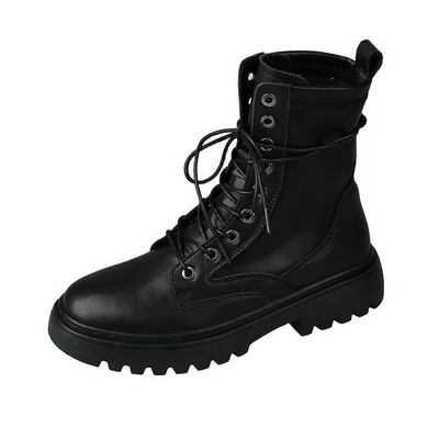 Eko bőrből készült modern női csizma lapos talppal