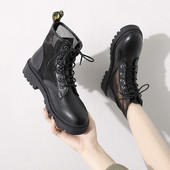 Bőr női őszi csizma hálóval