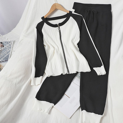 Naiste igapäevane kaheosaline tõmbluku ja kõrge vöökohaga komplekt