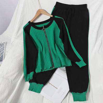 Naiste igapäevane kaheosaline tõmbluku ja kõrge vöökohaga komplekt