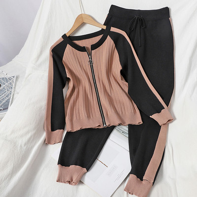 Naiste igapäevane kaheosaline tõmbluku ja kõrge vöökohaga komplekt