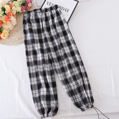 Γυναικείο καρό παντελόνι με υψηλή ελαστική μέση