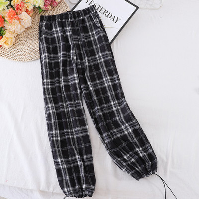 Γυναικείο καρό παντελόνι με υψηλή ελαστική μέση