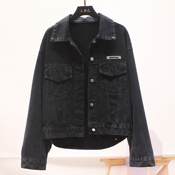 Naiste vabaaja pikkade varrukate ja taskutega teksajakk