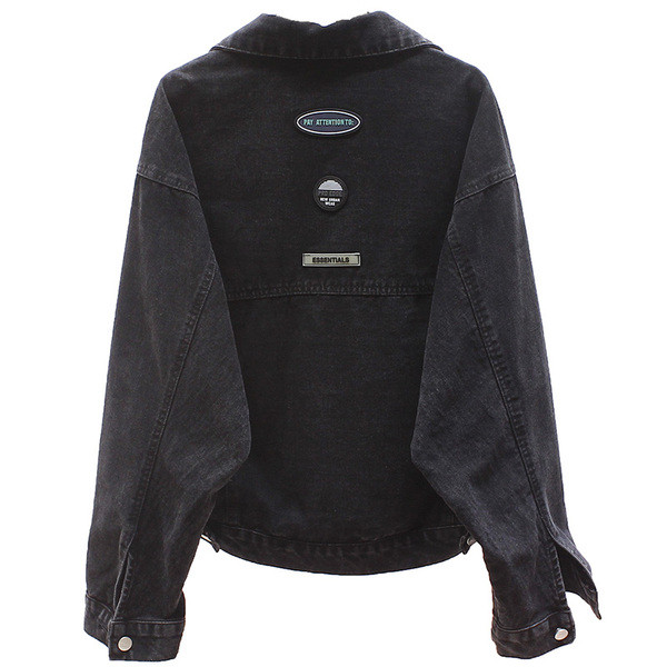 Naiste vabaaja pikkade varrukate ja taskutega teksajakk