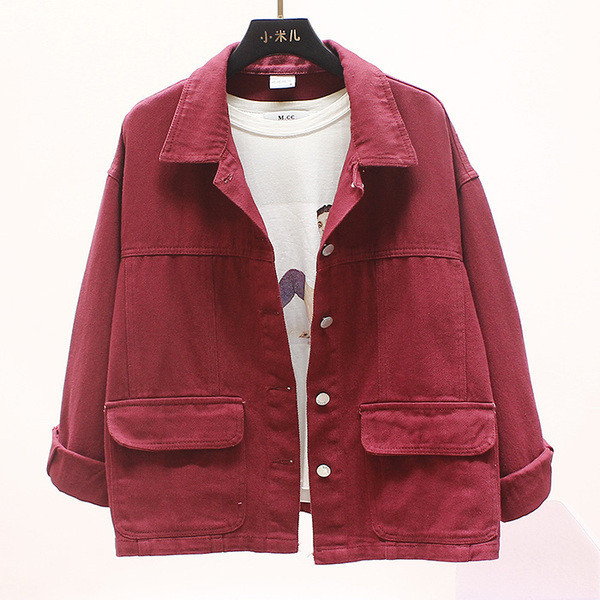 Naiste vabaaja teksajakk tikandite ja kivikestega