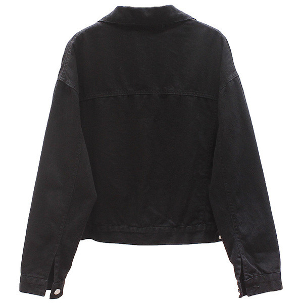 Női alkalmi farmerdzseki klasszikus gallérral és hosszú ujjal