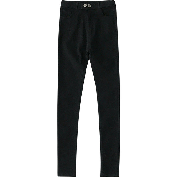 Naiste mustad nööpide ja kõrge vöökohaga püksid