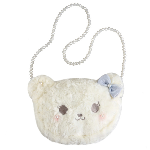 Παιδική βελούδινη τσάντα σε σχήμα αρκούδας με πέρλες