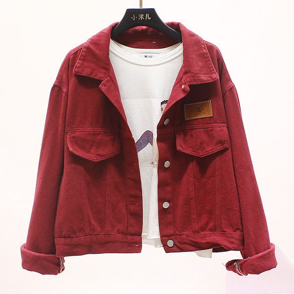 Μοντέρνο γυναικείο τζιν μπουφάν με μακριά μανίκια και κλασικό κολάρο